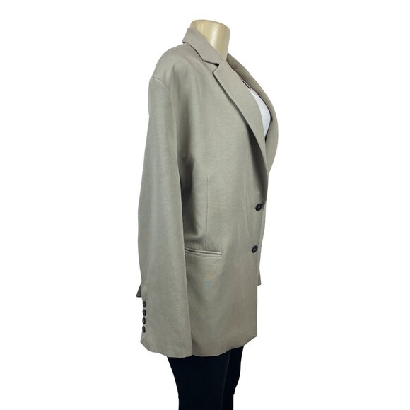 Zara Women’s Notched Lapel Grey Blazer Sz M-L Office Attire - Picture 3 of 8